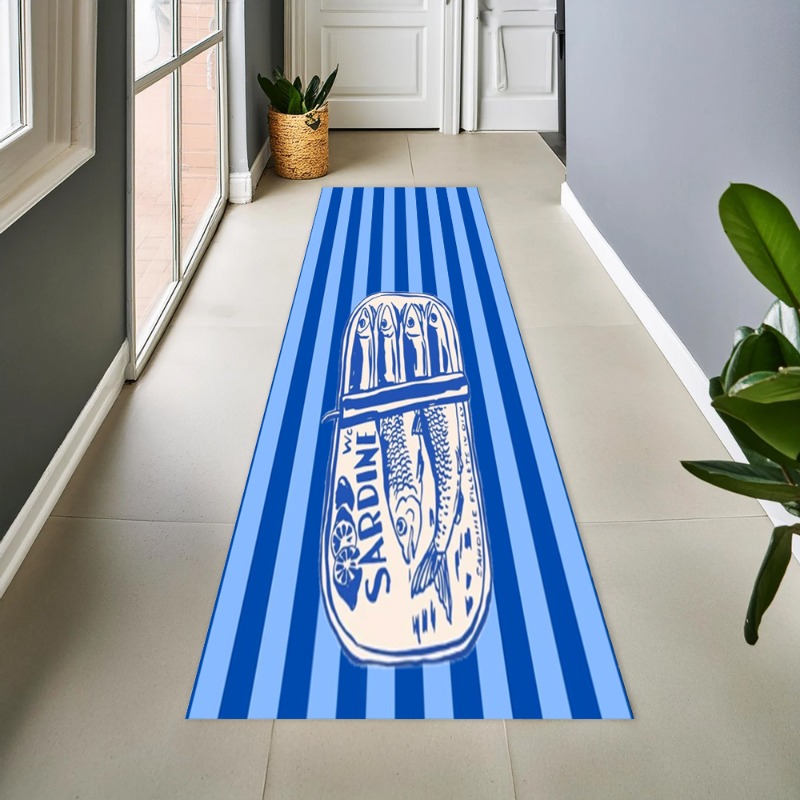 Commercial Printing And Graphics - 빈티지 블루 스트라이프 정어리 그래픽 롱